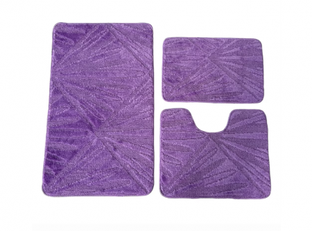 Set covoras de baie 3 piese, polipropilena, 100x60, 60x50, 40x60, Mov [0]