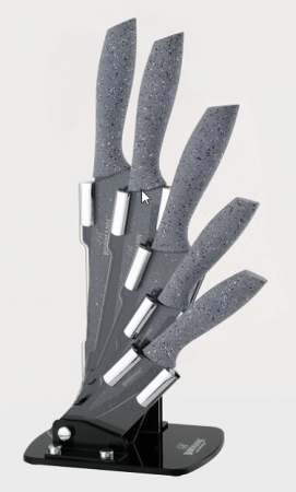 Tacamuri si seturi - Set de 5 cutite din inox cu suport acrilic si manere soft-touch, Bohmann
