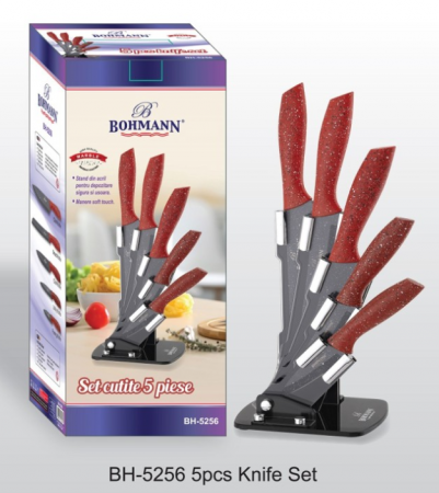 Set de 5 cutite din inox cu suport acrilic si manere soft-touch, Bohmann [6]