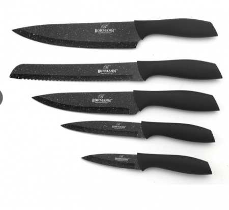 Set de 5 cutite din inox cu suport acrilic si manere soft-touch, Bohmann [1]