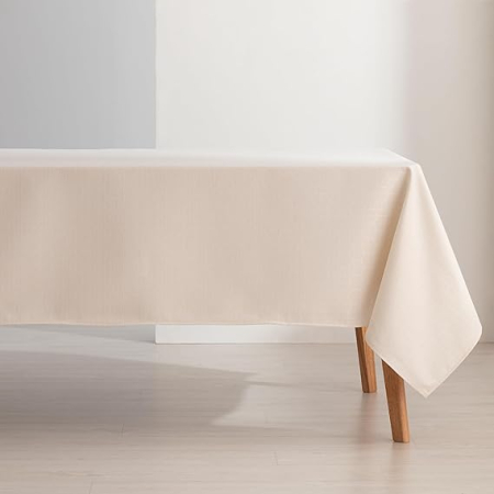 Fata de masa patrata GAMUSI, 140 x 180 cm, impermeabila, jacquard lurex, rezistenta la pete, ecru/auriu [4]
