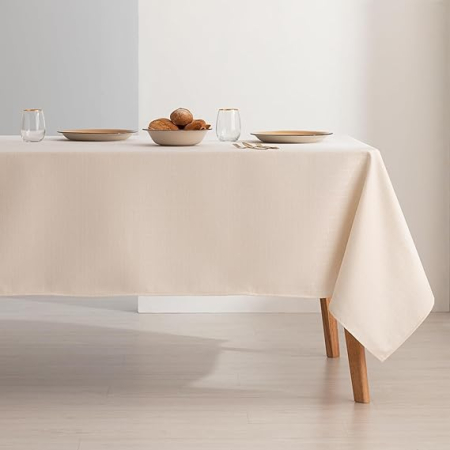 Incaltaminte - Fata de masa patrata GAMUSI, 140 x 180 cm, impermeabila, jacquard lurex, rezistenta la pete, ecru/auriu