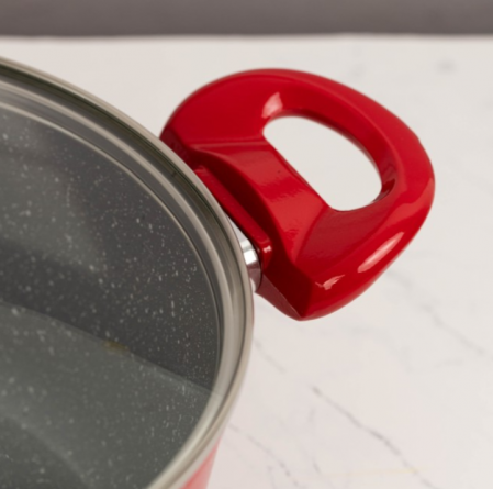 Set cratite din aluminiu forjat, 5 piese, Bohmann, marmorat interior-exterior, inclusiv inductie, rosu [2]