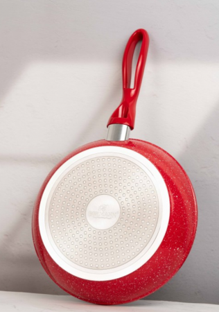 Set cratite din aluminiu forjat, 7 piese, Bohmann, marmorat interior-exterior, inclusiv inductie, rosu [3]