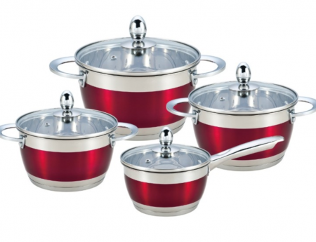 Bucatarie & Servire masa - Set 8 piese, cratite inox termorezistente, 1.8l/2.5l/3.5l/5.9l, Bohmann, Rosu