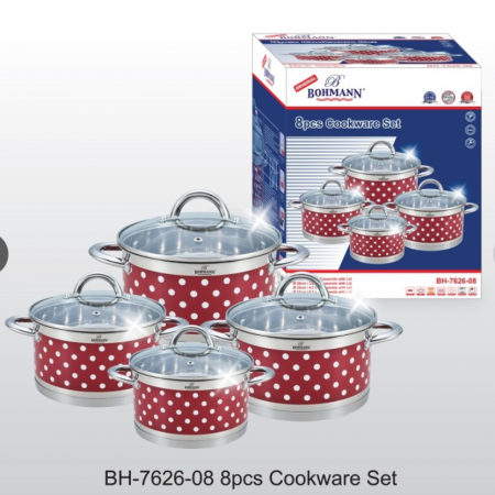 Set de oale din inox cu buline, Bohmann, 8 piese, 2.6L, 3.6L, 4.7L, 6.1L [1]