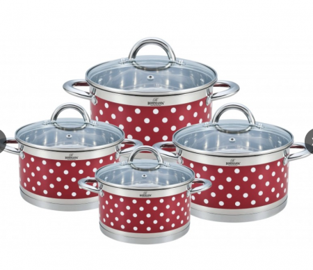 Set de oale din inox cu buline, Bohmann, 8 piese, 2.6L, 3.6L, 4.7L, 6.1L [0]