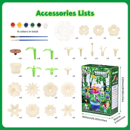 Set Pairez Toys flori din cuburi de construit, kit pictura și artizanat, STEM, pentru copii 6-10 ani [1]