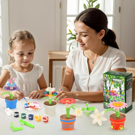 Set Pairez Toys flori din cuburi de construit, kit pictura și artizanat, STEM, pentru copii 6-10 ani [4]