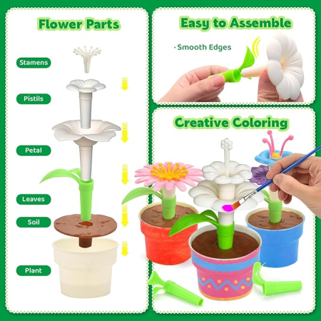 Set Pairez Toys flori din cuburi de construit, kit pictura și artizanat, STEM, pentru copii 6-10 ani [2]