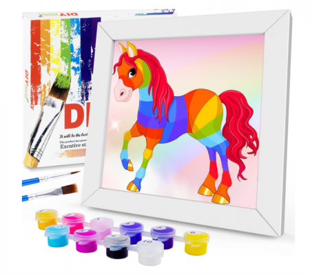 Lichidare Stoc - Set de pictură pe numere Aapxi – Pânză cu model preimprimat – tematică de cai