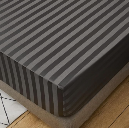 Cearceaf 180×200 cm Satin Anthracite cu Dungi – Respirant, Elastic Integral, Bonnet 15–30 cm [3]