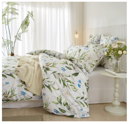 Set husă pilotă 240 × 260 cm + 2 fețe pernă 65 × 65 cm, microfibră – model frunze, cu fermoar [1]