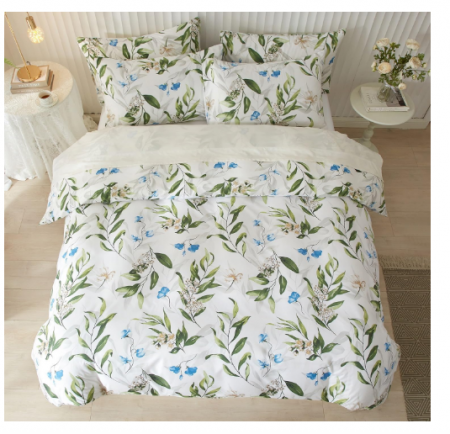 Set husă pilotă 240 × 260 cm + 2 fețe pernă 65 × 65 cm, microfibră – model frunze, cu fermoar [2]
