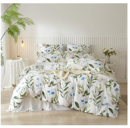 Set husă pilotă 240 × 260 cm + 2 fețe pernă 65 × 65 cm, microfibră – model frunze, cu fermoar [0]