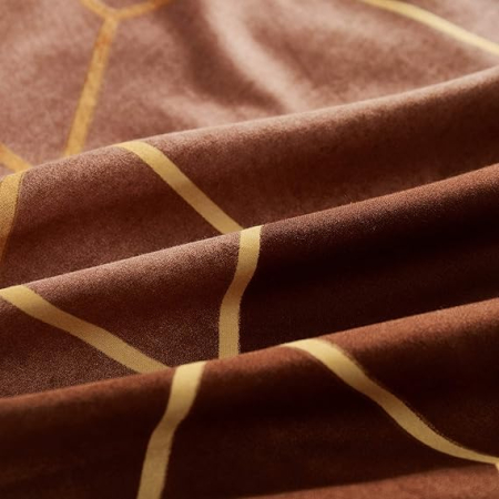 set husa pilota microfibra Luofanfei 155x220 cm, model dungi geometrice, galben/taupe/maro/khaki, set 3 piese, cu fermoar [4]