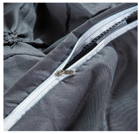 Set husă pilotă pliuri (pleated) din microfibră, neagra, set dublu 220×240 cm + 2 fețe pernă 65×65 cm, cu fermoar [3]