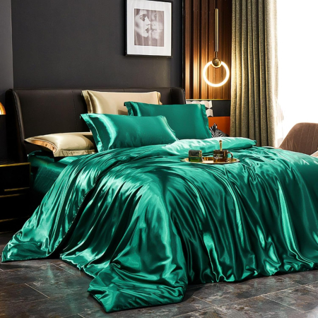Lichidare Stoc - Set husa pilota Freyamy, verde inchis – 200x140cm si 1 fata de perna 65x65 cm, lux, material premium