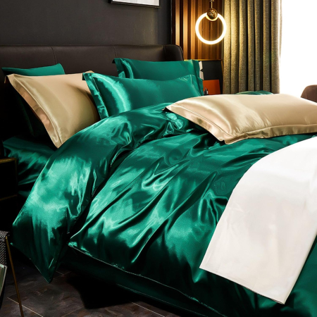 Set husa pilota Freyamy, verde inchis – 200x200cm si 2 fete de perna 65x65 cm, lux, material premium, marime Double [2]