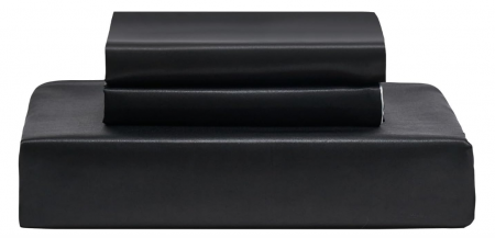 Set husă pilotă satin negru-alb 240×260 cm + 2 fețe pernă 65×65 cm, textură mătăsoasă și fermoar [4]