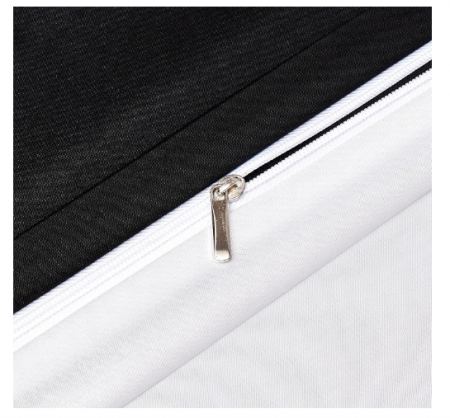 Set husă pilotă satin negru-alb 240×260 cm + 2 fețe pernă 65×65 cm, textură mătăsoasă și fermoar [5]
