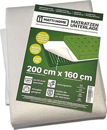 Textile & Decoratiuni - Protectie Saltea din Fetru pentru Cadru cu Sipci 160x200 cm, Suport Respirabil din Poliester 100%, Strat de Protectie pentru Saltea