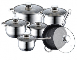 Set 6 oale inox cu capace Bohmann + tigaie granit [2]