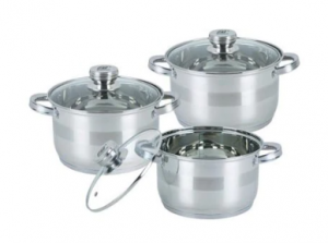 Set oale 6 piese Bohmann, (2.6L, 3.6L, 4.5L), inductie, cu capac sticla, Inox [2]
