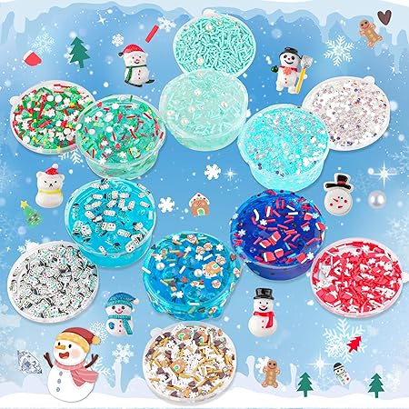 Set Snowman Slime – Lut slime și slime cristalin cu accesorii variate, 360 ml, saculet petrecere copii, cadou aniversar fete și băieți, set DIY [2]