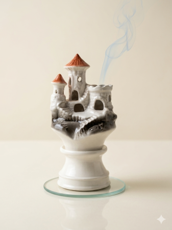 Vaze si boluri decorative - Sfesnic tip castel, 23 cm inaltime totala, 7 cm inaltime picior, suport lumanare decorativ