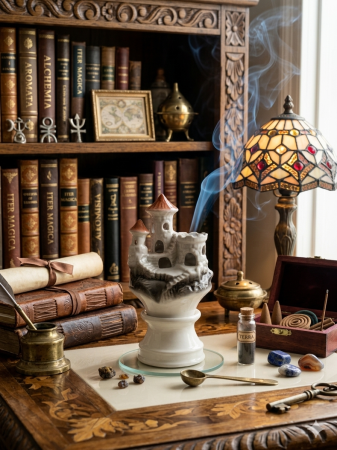 Sfesnic tip castel, 23 cm inaltime totala, 7 cm inaltime picior, suport lumanare decorativ [1]