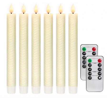 Set 6 lumânări LED tip candelă, cu flacără „dansantă”, alimentate cu baterii, cu telecomandă și temporizator, decor Crăciun & Halloween [0]