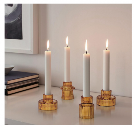 Set suporturi de lumânări Tealight/Stâlp- portocaliu – sticlă groasă cu efect prismă, design elegant pentru nuntă și decor masă [5]