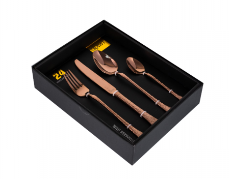 Tacamuri si seturi - Set 24 tacamuri cu model, stainless stell, pentru 6 persoane, RAWI-24CF