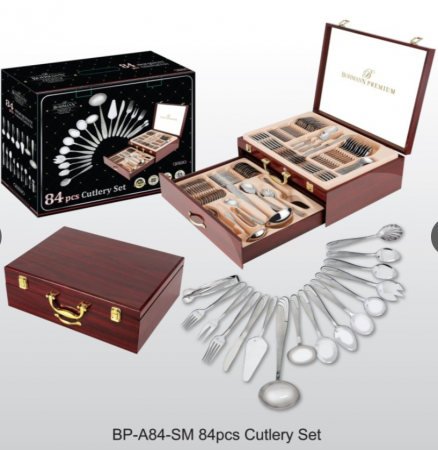 Set tacamuri 84 de piese, argintiu, 12 persoane, calitate superioara [0]