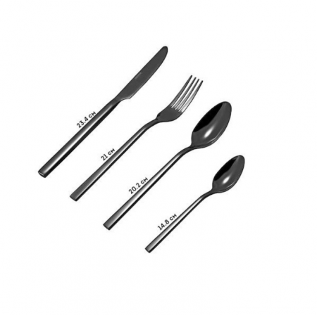 Set tacamuri din inox, 24 piese, negru lucios, Voltz [1]