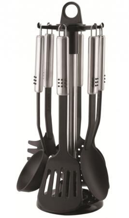 Set ustensile 7 piese Bohmann BH 7677, din Polyamida termorezistenta, maner otel inoxidabil, suport inclus [2]