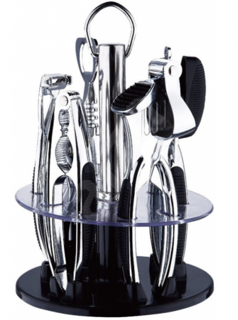 Set ustensile de bucatarie, Bohmann, 6 piese, suport rotativ, inox [7]