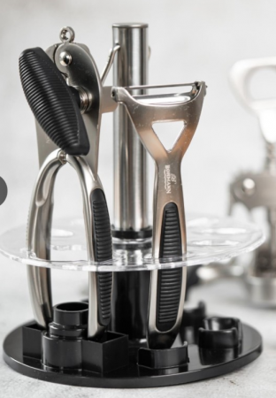 Set ustensile de bucatarie, Bohmann, 6 piese, suport rotativ, inox [3]