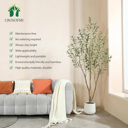 Copac Artificial Maslin 210 cm, Planta Artificiala Mare in Ghiveci din Plastic, Decor Modern pentru Interior sau Exterior, Living, Terasa, Birou [2]