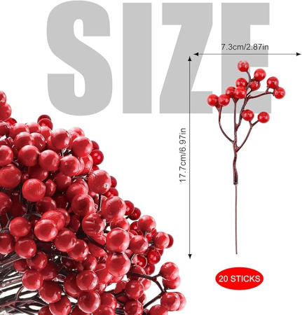 Set de 20 de ramuri de bessen artistice pentru Craciun / brad / decoratiuni de iarna [6]