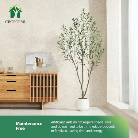 Copac Artificial Maslin 210 cm, Planta Artificiala Mare in Ghiveci din Plastic, Decor Modern pentru Interior sau Exterior, Living, Terasa, Birou [5]