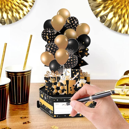 Felicitare 3D Pop-Up pentru aniversare 18 ani, Rhdekoein, cu plic, negru [5]