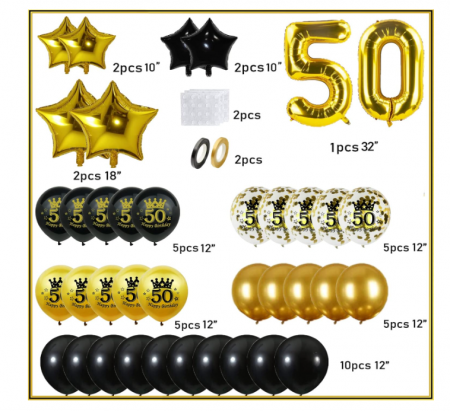 Setul de baloane pentru petreceri Happy Birthday Balloons  50 ani [1]