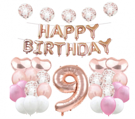 Lichidare Stoc - Setul de baloane pentru petreceri Happy Birthday Balloons  9 ani