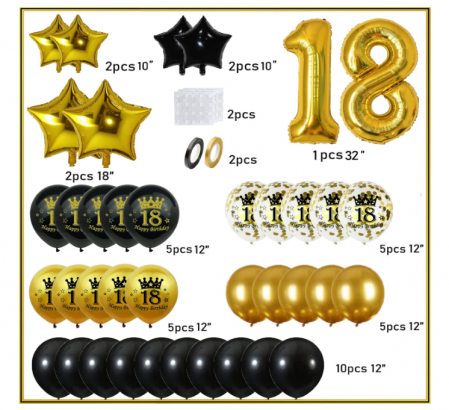 Setul de baloane pentru petreceri Happy Birthday Balloons  18 ani [1]