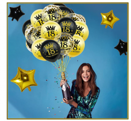 Setul de baloane pentru petreceri Happy Birthday Balloons  18 ani [4]