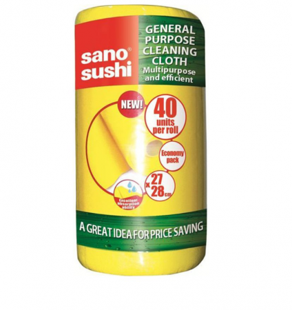Curatenie - Lavete uscate, in rola, 40 buc/set, 27x37cm, Sano Sushi Cloth Yellow