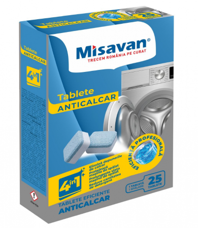 Solutii anticalcar - Tablete anticalcar pentru masina de spalat rufe Misavan 4in1 25 tablete - 20217
