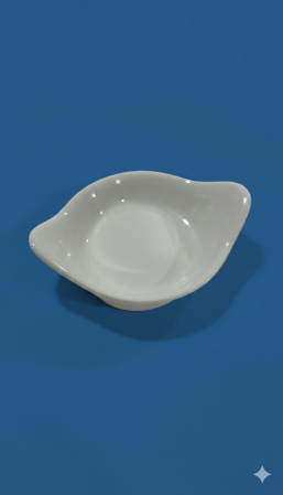 Cani si cesti - Sosiera din portelan, in forma de barcuta, alba, pentru sosuri si dressing